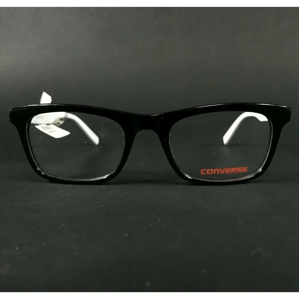 Converse K304 BLACK Eyeglasses Frames White Cat Eye Square Full Rim 47-18-130